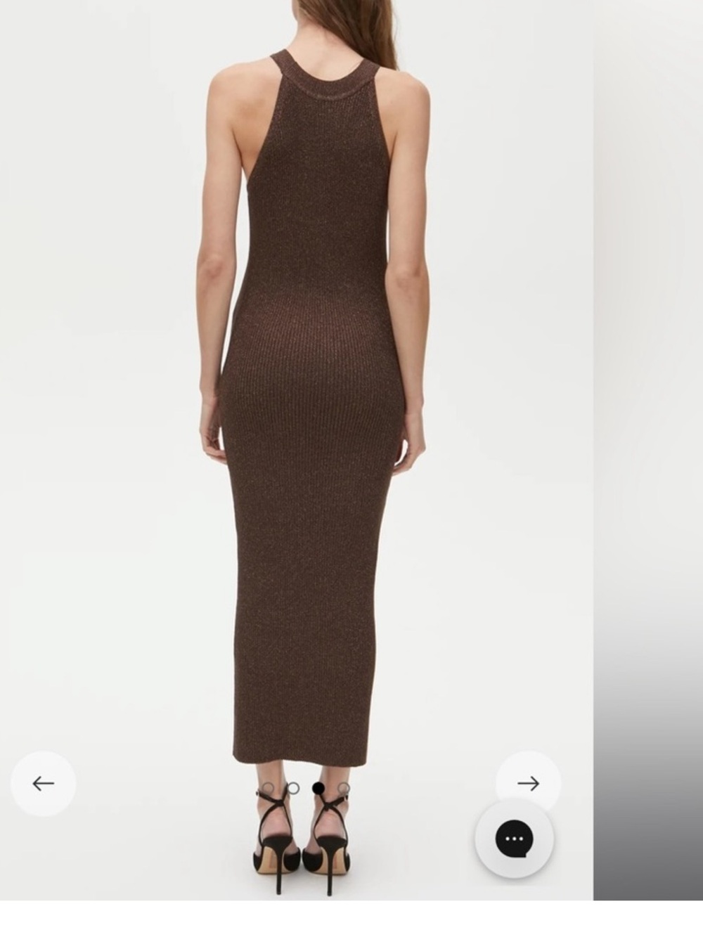 Michael Stars shimmering Brown Ribbed Halter Maxi Dress - Picture 2 of 8
